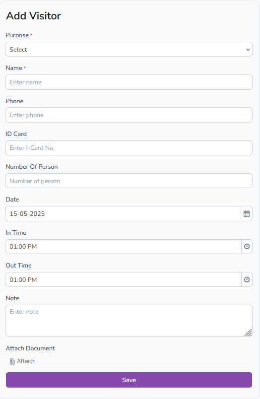 Add Visitor Form
