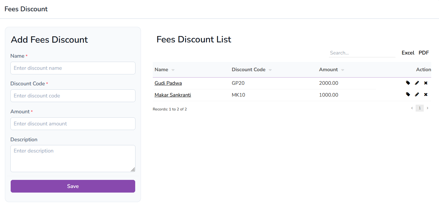 Fees Discount