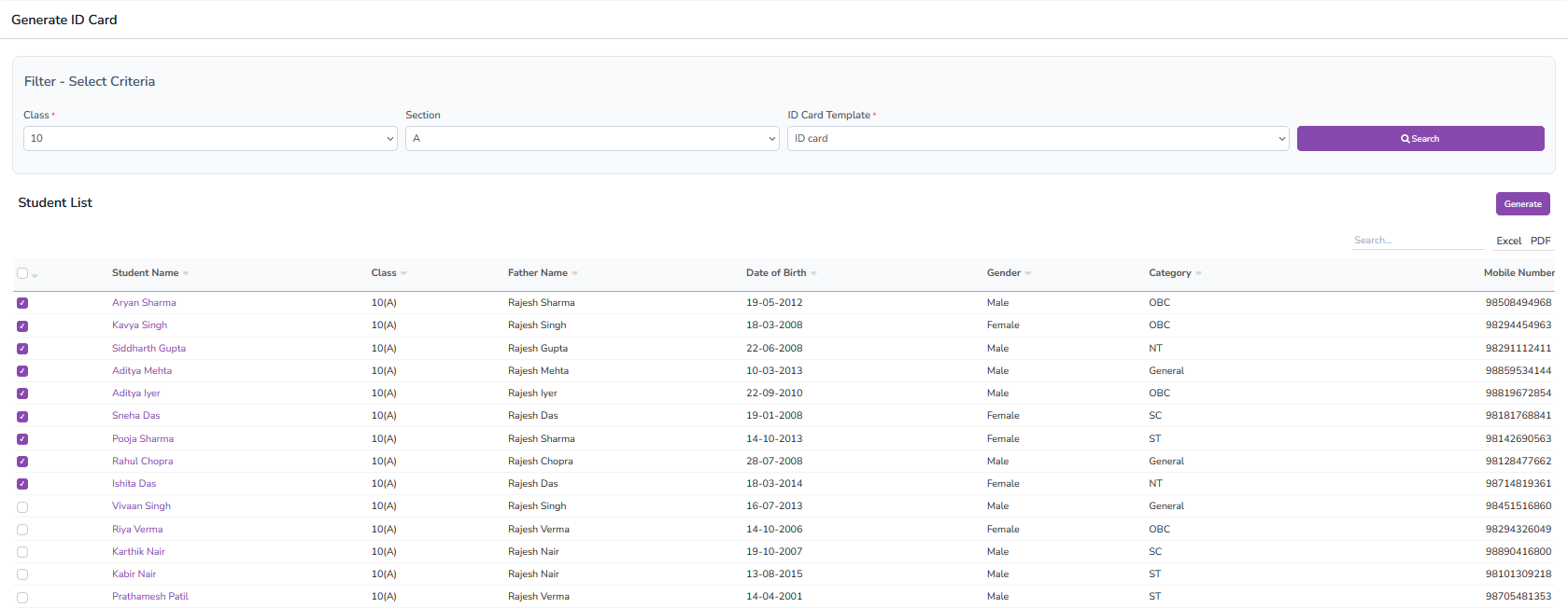 Generate Students ID