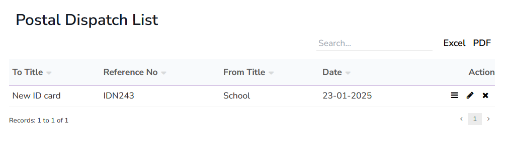 Postal Dispatch List
