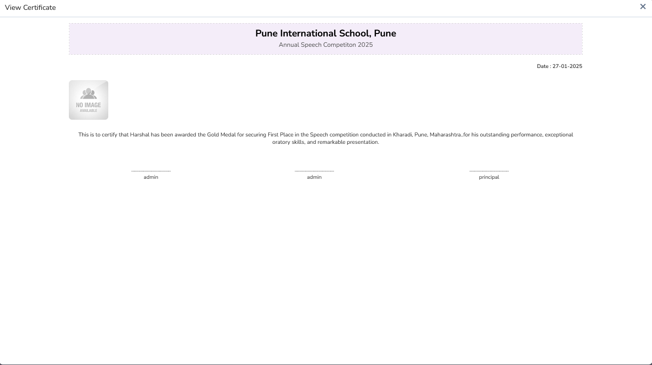 Student Certificate Preview