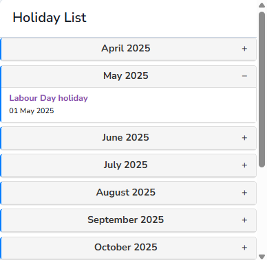 Holiday List View