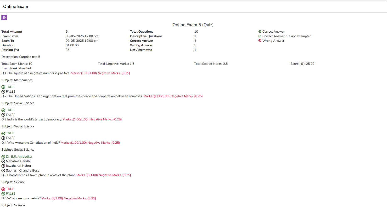 Print and Analyze Results