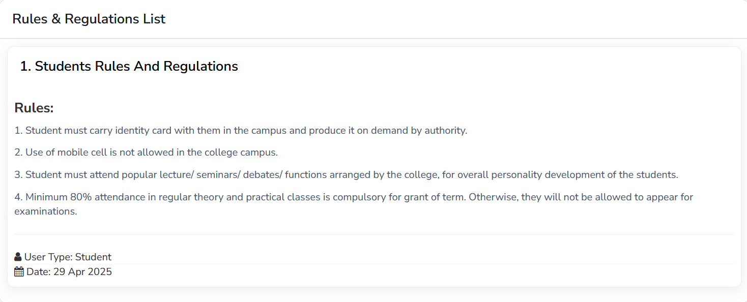 Rules and Regulations